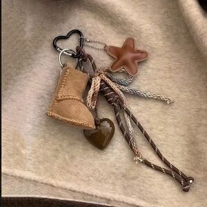 Boho Neutral Bag Charm Keychain Star Heart Boot LRG charm Cute Purse Accessory